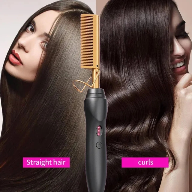 GJL170 | 2 في 1 مكواة تجعيد الشعر، مشط ساخن، فرشاة ساخنة، مكواة فرد الشعر، تصفيف الشعر
